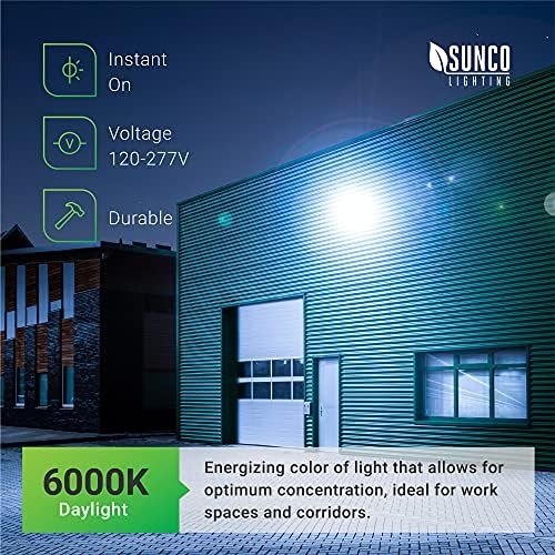 Sunco LED Duvar Paketi ışığı, 80W Dış Mekan Ticari Sınıf Güvenlik / Depo / Otopark Aydınlatması, Kısılabilir Değil, 6000K Gün ışığı