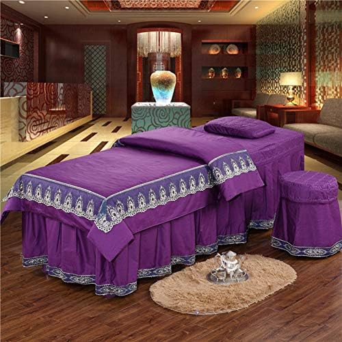 Ipek Basit Masaj masa örtüsü setleri, Düz Renk Nakış güzellik yatağı Örtüsü 4 adet Yumuşak Yatak Etek Levha masaj yatağı Örtüsü Dışkı