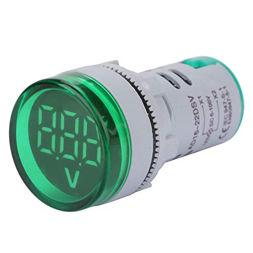 Led Voltmetre sinyal ışığı, L25-204Y dijital ekran Dc Gerilim Metre Göstergesi Yuvarlak Lamba Test Cihazı (Yeşil)