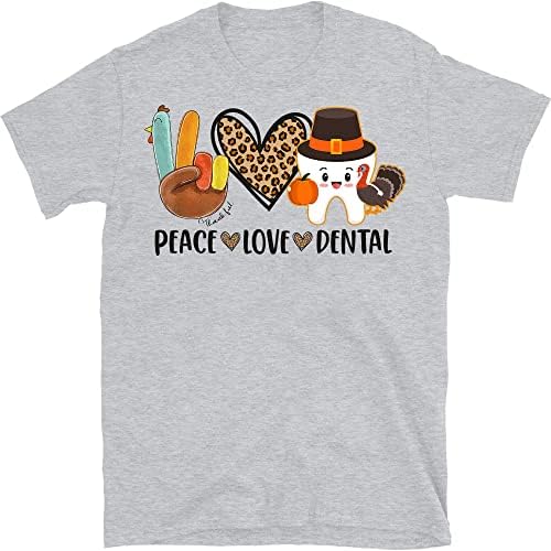 Barış Aşk Diş Leopar Diş Hijyenist Cadılar Bayramı Diş Hekimi T-Shirt