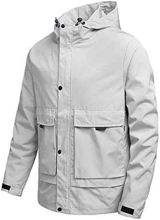 ZDDO erkek Softshell Ceketler Taktik Rüzgar Geçirmez Yürüyüş Fermuar Düğme Aşağı Ayrılabilir Kapşonlu Polar Ceket Rüzgarlık