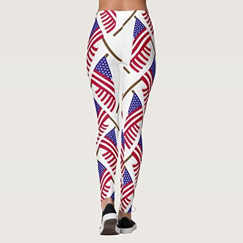 Amerikan Bayrağı Vatansever Legging kadın Yüksek Belli Amerikan Bayrağı Yoga Pantolon Dikişsiz Hafif Atletik Elastik Tayt