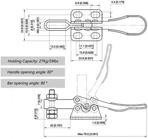 8 Adet Hızlı Bırakma manivelalı kelepçe GH-201 Nemli Yerleşimler Yatay 59Lbs Tutma Kapasitesi Makine Çalışması için, Ağaç İşleme