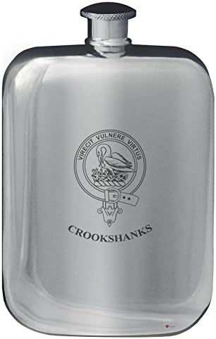 Crookshanks Aile Crest Tasarım Cep Hip Flask 6 oz Yuvarlak Cilalı Kalay