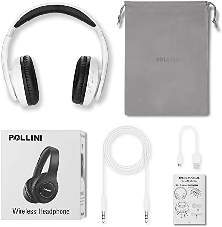 pollini Bluetooth Kulaklıklar Kablosuz, 40H Çalma Süresi Mikrofonlu Kulak Üstü Katlanabilir Kulaklıklar, iPhone/Android Cep Telefonu/PC