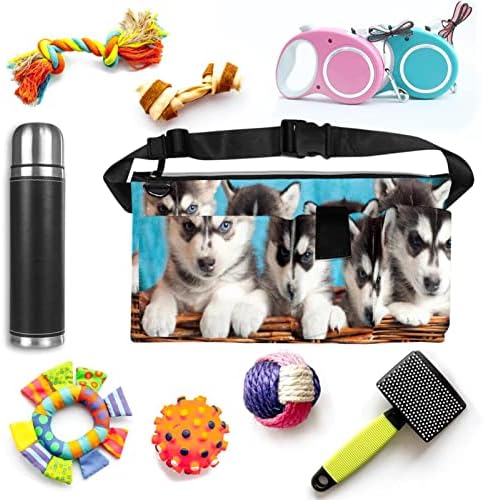 Dört Yavru Husky Köpek fanny Paketi ile 4-Fermuar Cepler, hediyeler için Zevk Spor Festivali Egzersiz Seyahat Koşu Rahat Bel Paketi