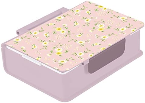 ALAZA Tiny Papatya Çiçek Çiçek Pembe Bento Öğle Yemeği Kutusu BPA Içermeyen Sızdırmaz Öğle Konteynerler w/Çatal ve Kaşık, 1 Parça