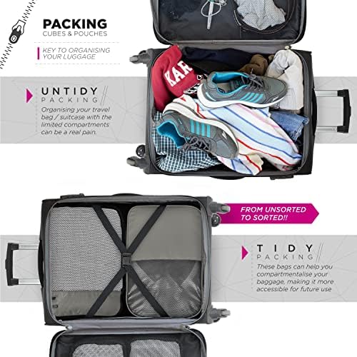 FATMUG Ambalaj Küpleri Seyahat Çantası Organizatör Seti 15 (2L,2M, 2S, 2Slim, 3 Ayakkabı ve 4 Çamaşır torbası) - Gri