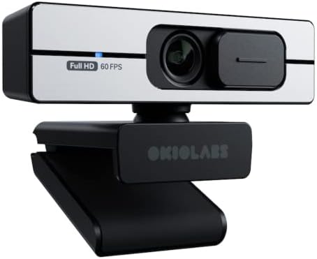 OKİOLABS A6 Webcam Full HD 1080p 60 FPS, Net ve Ultra Pürüzsüz Görüntülü Arama, Akış, otomatik ışık düzeltme, Çift mikrofon ve yazılım