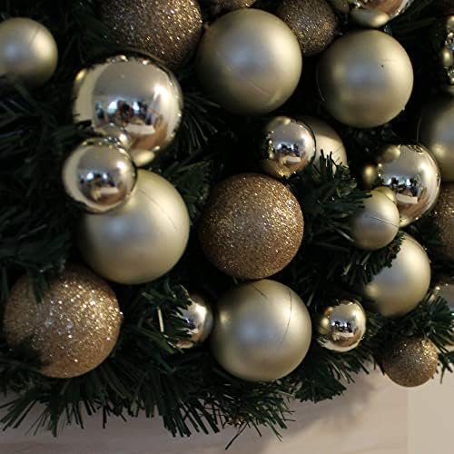 Masa Üstü veya Asılı 36 İnç Şampanya Kabarcık Süs Noel Ağacı, Önceden Aydınlatılmış ve Tamamen Dekore Edilmiş