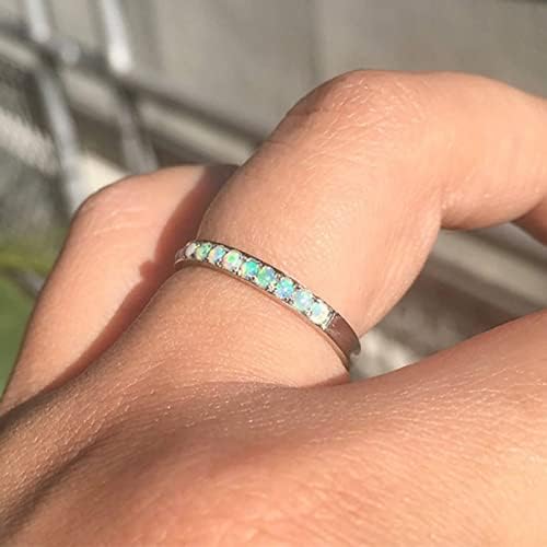 2023 Zarif Opal Yüzük Kadınlar için Nişan Yüzüğü Takı Hediyeler Yuvarlak Yüzük (Beyaz, 6)