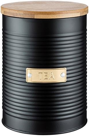 Typhoon Living Otto Bambu Kapaklı Hava Geçirmez Çay Saklama Kabı, 1,4 Litre, Mat Siyah / Altın