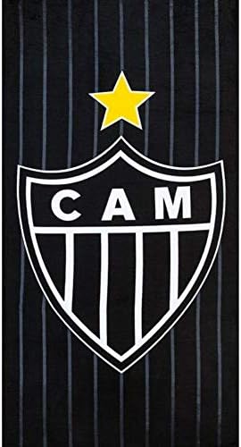 Clube Atletico Mineiro 07 Brezilya Kadife Plaj Havlusu 27. 5x55 inç, Siyah, Beyaz
