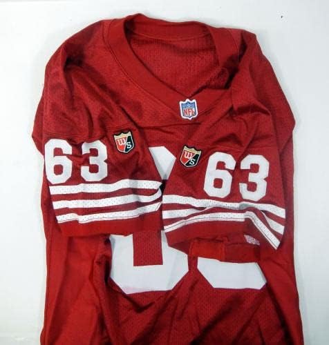 1995 San Francisco 49ers Derrick Deese 63 Oyunu Yayınlandı Kırmızı Forma 52 DP30189 - İmzasız NFL Oyunu Kullanılmış Formalar