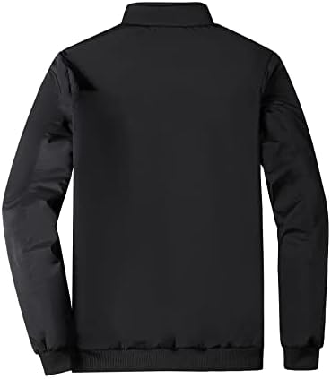 Erkekler için QYIQU Ceketler - Erkekler Katı Termal Astarlı Fermuarlı Ceket (Renk: Siyah, Boyut: 3X-Large)
