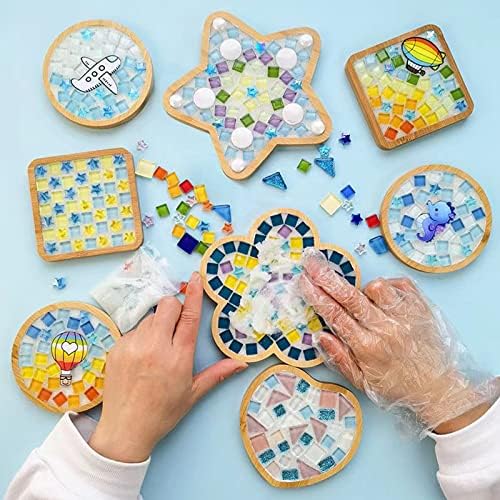 2 Takım Cam Karo Mozaik Kiti, DIY İçecek Bardak Altlığı, Mozaik Malzemeleri Coaster, İçecek Coaster Tepsi, Ev Dekorasyon, El Yapımı