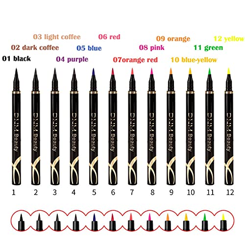 Guolarızı Renkler Göz Eyeliner Renkli Renk Uzun Eyeliner Sıvı 12 Sıvı Kalıcı Kalem Astar Su Geçirmez Sıvı 1 ml Metal Saptanabilir Kalemler