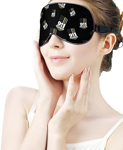 Amerikan Sarı Bayrak 911 Memurları Uyku Körü Körüne Maskesi Sevimli göz bandı Kapağı Ayarlanabilir Kayış ile Kadın Erkek Gece