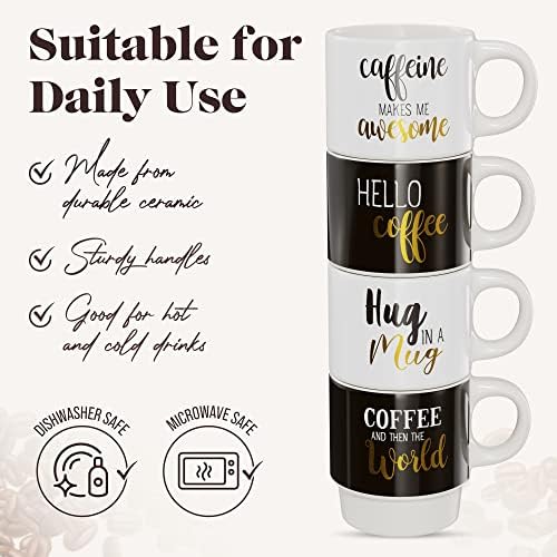Ev ve bahçe'ten kahve takımları'de Amerikan Atölye Kahve kupa seti Kahve kupa rafı | Kahve kupa seti 4'lü | İstiflenebilir Kahve Kupaları