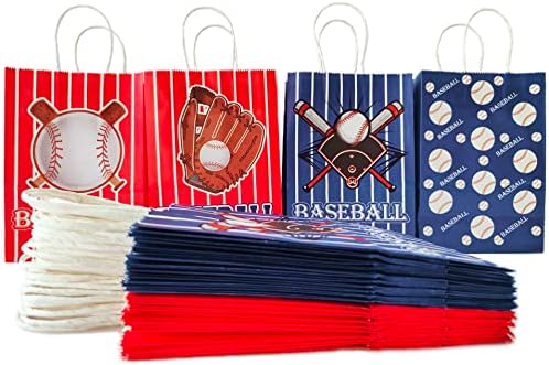 Lammuda Küçük hediye keseleri Set, 24 Pcs Toplu Beyzbol ve Softbol Parti Favor Kağıt saplı çanta için Goodie, Şeker, Çörek, Kek, Çerez