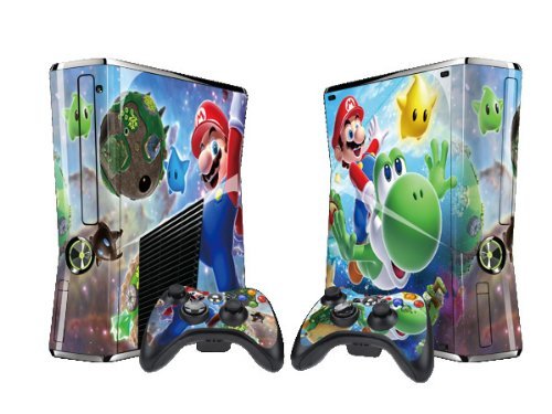 Mario Koruyucu Cilt çıkartma Xbox 360 Slim (oyun konsolu için 1 adet ve 2 kontrol cihazı için 2 adet)