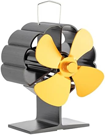 Uongfi soba fanı 4 bıçaklı ısı Powered odun sobası verimli ısı dağılımı günlük ahşap brülör eko-Fan 50-350°C çalışma ısı fanı (Renk: