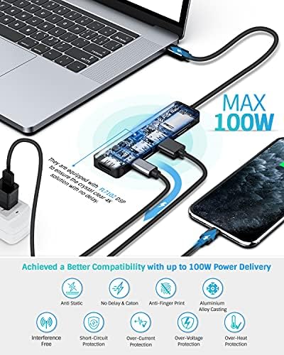 Hiearcool USB C Hub, MacBook Pro için Adaptör USB C Dongle, 7'si 1 arada USB C'den HDMI Çoklu Bağlantı Noktasına Adaptör, MacBook Pro