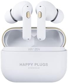 Happy Plugs Air 1 Zen-Moda ve Premium Gerçek Kablosuz Kulak İçi Kulaklıklar - 30 Saat Pil Ömrü-Pasif Gürültü Engelleme-Beyaz