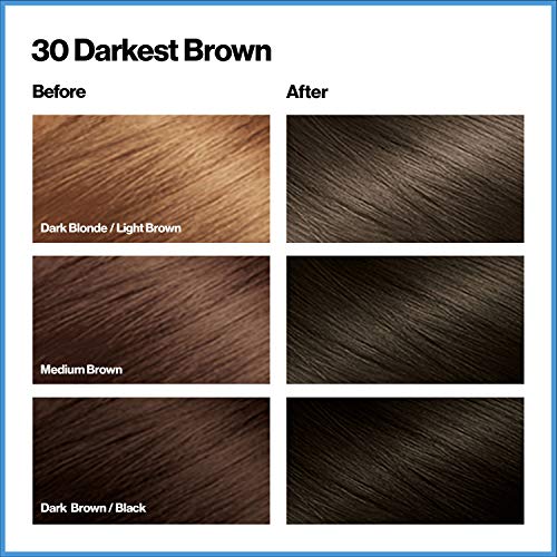 Revlon'dan Kalıcı Saç Rengi, Kalıcı Saç Boyası, %100 Gri Kaplamalı Toplam Renk, Temiz ve Vegan, En Koyu 30 Kahverengi, 10,2 Oz (3'lü