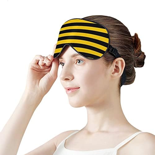 Arı sarı siyah çizgili baskı göz maskesi ışık engelleme uyku maskesi seyahat için ayarlanabilir kayış ile uyku vardiyalı çalışma
