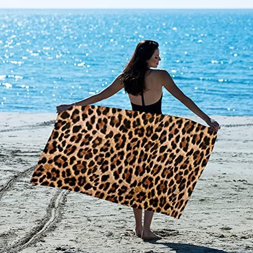 Büyük boy Çita Baskı Plaj Havlusu Leopar Havlu Battaniye Kadın Kızlar için, İnce Hafif Mikrofiber Kum Ücretsiz Hızlı Kuru Havlu, 30”