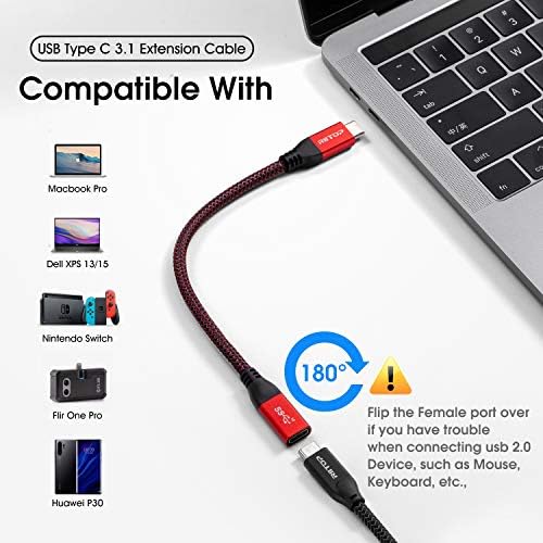 RIITOP USB C Uzatma Kablosu Kısa 7.8 inç + USB A'dan USB C'ye Adaptör 10Gbps