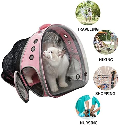 ELEVON Genişletilebilir Kedi Sırt Çantası Kabarcık Taşıyıcı, 15 lbs'ye kadar Kedi ve Yavru Sığdır, Uzay Kapsülü Kabarcık Penceresi