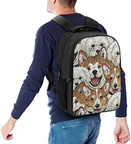 Portreler Farklı Köpekler seyahat sırt çantası Estetik Sırt Çantası Ağır Daypacks Omuz İş Çantası Erkekler Okul Kadınlar için 16 İnç