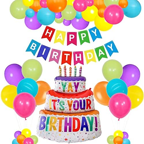 Mutlu Yıllar şişme kek balon seti, büyük 39 alüminyum folyo şişme balonlar, Mutlu Yıllar renkli afişler, renkli balonlar çocuklar,