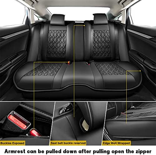 Filluck PU Araba Koltuğu Kapakları Bel Yastığı, Otomobiller için klozet kapağı s -2021 Honda Civic Sedan / Hatchback LX EX (Tam