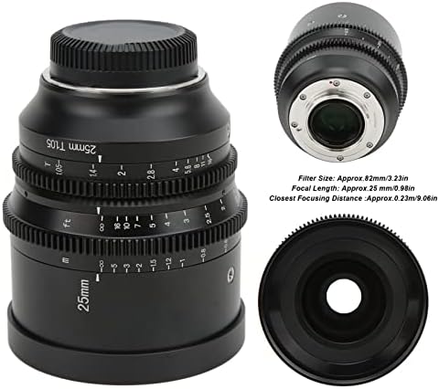 Sinema Lensi 25mm optik olarak Cam üzerine Basılmıştır Sinema Lensi Slayt Modunda Manuel Filmler için Ön Lens Kaputlu