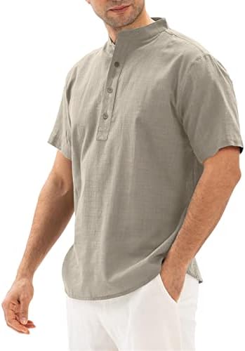 Yaz Erkek Elbise Gömlek Erkekler İlkbahar Yaz Üst Gömlek Pamuk Rahat V Boyun Gömlek Kısa Kollu Gömlek Resmi Gömlek