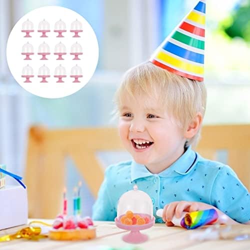 HEMOTON Kubbe ile 12 Adet Plastik Mini Kek Standı Mini Cupcake Standı Plaka Çikolata Şeker Kutusu Tatlı Tutucu Doğum Günü Bebek Duş