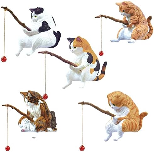 1 ADET Kedi Balıkçılık Heykelcik, Sevimli Hayvan Modeli Kedi Balıkçılık Gashapon Oyuncaklar, Mini Kedi Heykeli Dekor Akvaryum Tankları,