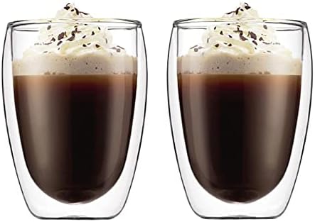 Cam kahve kupaları, Çift Duvar Yalıtımlı Termal Bardak içme bardakları Çay / Kahve / Latte / Cappuccino / Cafe / Süt (350ML / 12oz)