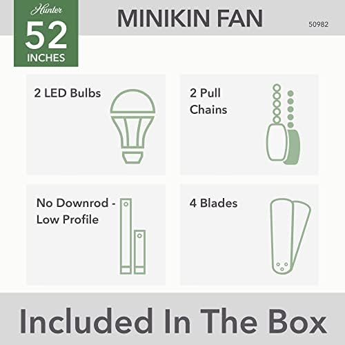 Hunter Fan Company 50982 Minikin Tavan Vantilatörü, 52, Taze Beyaz