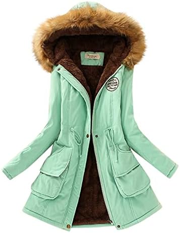 Caopıxxzful Mont Kadınlar ıçin Sıcak Kalınlaşmış Palto Moda Kış Polar Moda Çizgili Kapşonlu Kar Dış Giyim Ceket Ceket