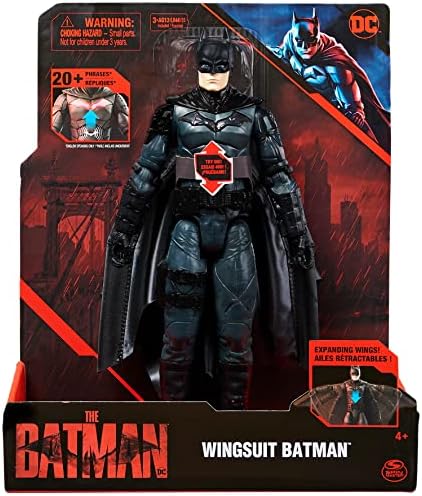 DC Comics, Batman 30 cm Wingsuit Action Figure ışıkları ve ifadeler ile, genişleyen kanatları, Batman film tahsil çocuk oyuncakları
