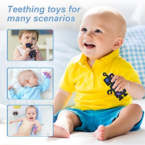 2 Pcs Uzaktan Kumanda Bebek diş çıkartma oyuncakları, Robot Silikon diş çıkartma oyuncakları Bebekler için 3-12 Ay, Çiğnemek Oyuncaklar