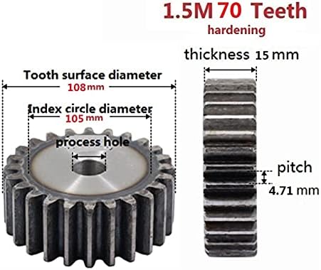 ZHENGGUİFANG ZGF-BR 1 adet 1.5 M 70 Diş Düz Dişli Pinyon 70 T Mod 1 M CNC Sertleştirme Dişli Raf Şanzıman (Diş sayısı : 70 Diş)