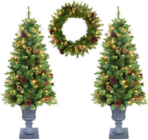 Jeco Inc. CH-CT80 Noel Ağacı ve Tatil Çelenk Seti, 4 fit, Yeşil
