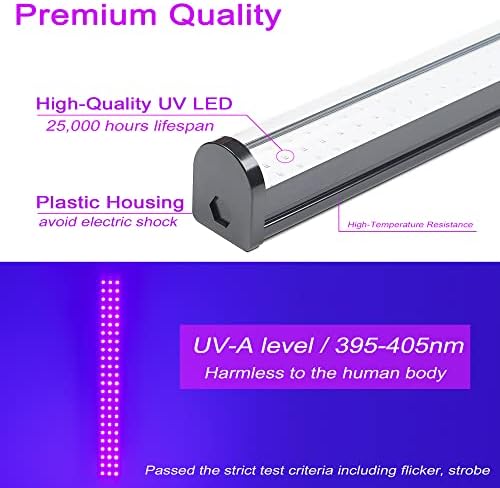 LED siyah ışık çubuğu, 25 W 1.3 ft Yükseltilmiş UV LED Blacklight ile 5ft kordon, anahtarı, ve fiş, Glow karanlık parti malzemeleri