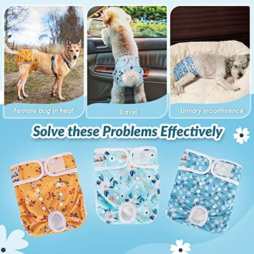 SlowTon Yıkanabilir Köpek Bezi Kadın-3 Paket Sızıntı Yok Ayarlanabilir Düğmeli Rahat Köpek Yavrusu Bezi, ısı Döngüsü Dönemi için Yeniden