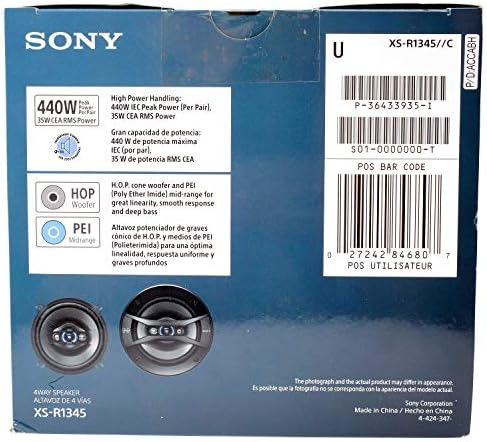 Sony XS-R1345 5-1/ 4 4 Yollu 220 watt Araba Hoparlörü (Çift) 5.25 Stereo Hoparlörler XS - R1346 (Yenilendi)